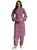 Libas Womens Printed Cotton Straight Kurta With Salwar