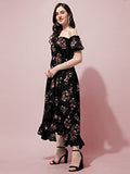 Oomph! Women'S Western & Fusion Wear Midi Dresses For Women Off Shoulder Black - Md453,BlackApparel,L