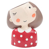 Geekgoodies Resin Girl Head Cartoon Flower Pot (9 X 9 X 9 Cm, Red)