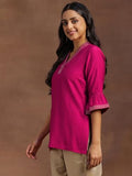 Libas Women'S Silk Blend Solid Straight Kurti (29148 Pink Pink Xl