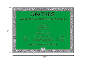Arches Watercolor Paper Block, Cold Press, 9'' X 12'', 140 Pound
