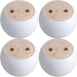Metany 4PCS Solid Wood Furniture Legs White Wooden Round Furniture Bun Feet 2 Tall Replacement Dresser Legs Sofa Cabinet Couch R