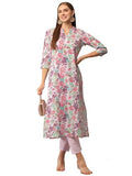 Gosriki Women'S Cotton Blend Straight Printed Kurta With Pant (Aria Multi-Gs_Xl_Multi_X-Large) Multicolour,Multicolour,,B0D2NDVDS9