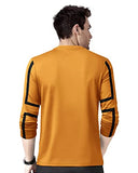 Eyebogler Mens Round Neck Full Sleeves Regular Fit Printed T-Shirt,Light Mustard BlackApparel,S