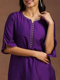 Libas Women'S Silk Blend Regular Kurti (29151_Purple Purple Xl