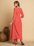Gosriki Women'S Cotton Blend Anarkali Printed Kurta With Pant (Vishamay-Red-Nw-Gs_L_Red_Large),Red,,B0D9WG15LK