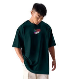 Kyda Men'S Oversized 100% Cotton Round Neck Front And Back Printed Tshirt (Pack Of 1),Bottle Green2Apparel,L