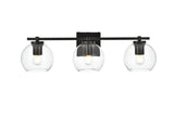 Living District Juelz 3-Light Iron & Glass Bath Sconce In Black/Clear