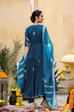 Anni Designer Women'S Rayon Blend Anarkali Printed Kurta With Pant & Dupatta (Berlin Kerosin-Vks01_M_Dark Blue_Medium),Dark Blue,M,Rayon Blend,Anarkali,