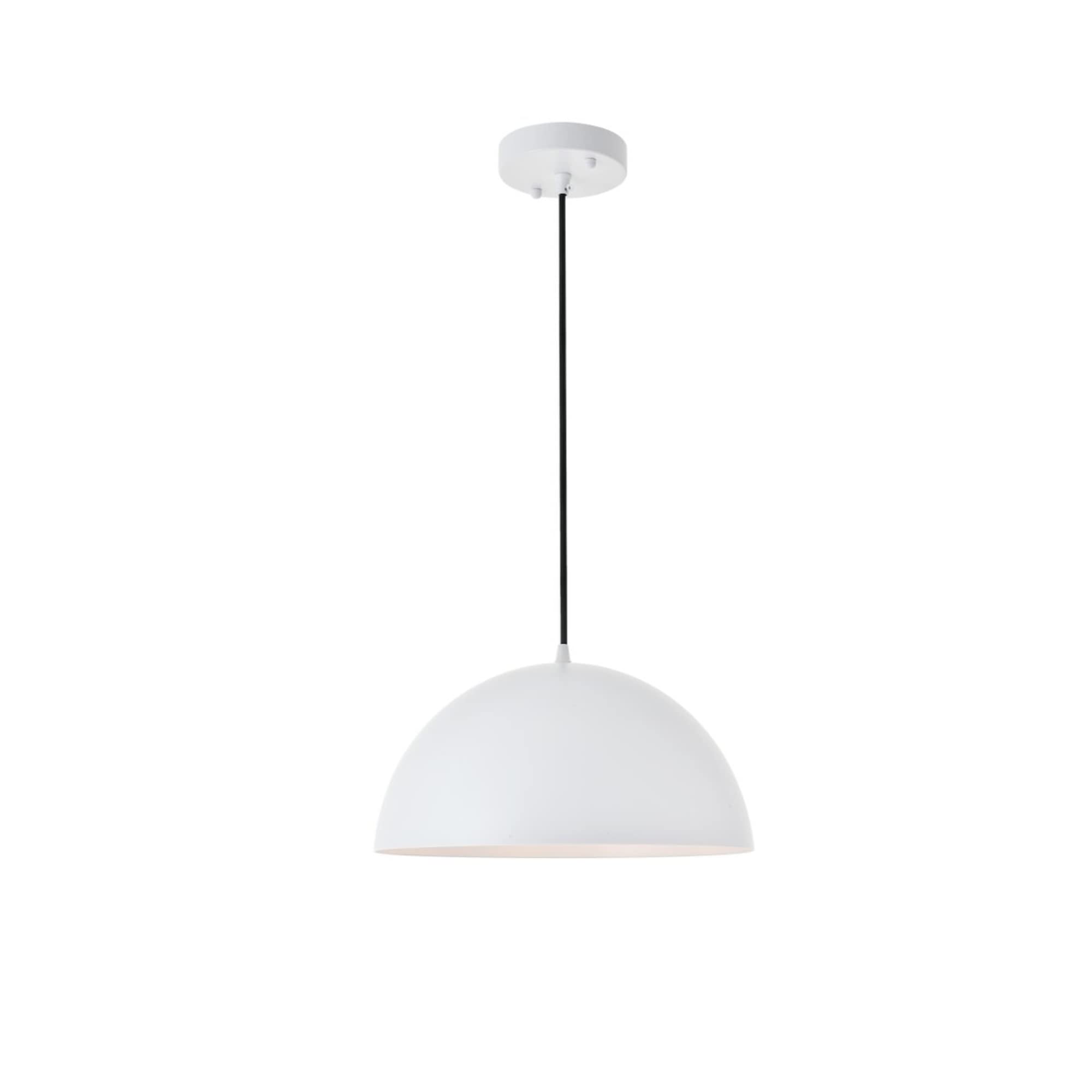 Living District Forte 1-Light Mid-Century Metal Pendant In White