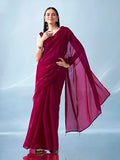 Womanista Women'S Organza Stretchable Cuff Saree (Ti6778_Pink)