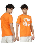 LookMark Men's Printed Pure Cotton Oversized Round Neck Longline Drop Shoulder Short Sleeve Tshirt (AZ-LM-P1-MT25 Orange-XXL)