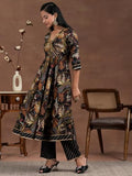 Libas Black Silk Blend Printed Kurta Sets For Women Black Xs