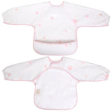 Ali+Oli Smock Bib for Baby (1-pc) Long Sleeve (Pink Flowers) BPA-Free Oeko-Tex Certified, Mess Proof Baby Bib for Eating, Waterp