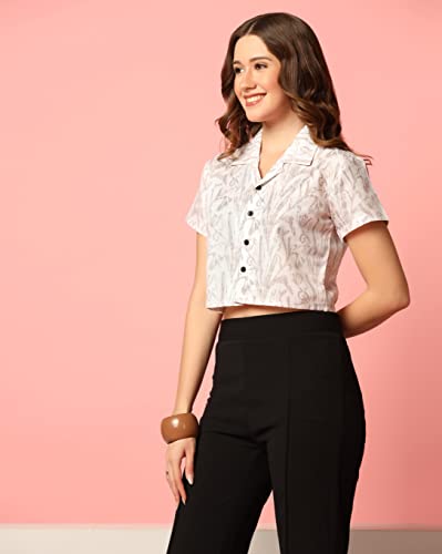 Toplot Women'S Casual Printed Crop Shirt With Half Sleeve Pack Of 2 (Combo-5059-Mlt-Wht-Xs),Multi-White,,B0CFTZH5G4