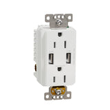 Square D by Schneider Electric Square D X Series USB-A/A and 125 Volt Duplex Decorator Tamper Resistant Electrical Outlet, 15 Am