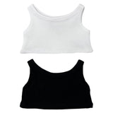 niannyyhouse 15cm Plush Doll Clothes Solid Color Vest Sleeveless T-Shirt Doll Dress Up (White+Black, 15cm)