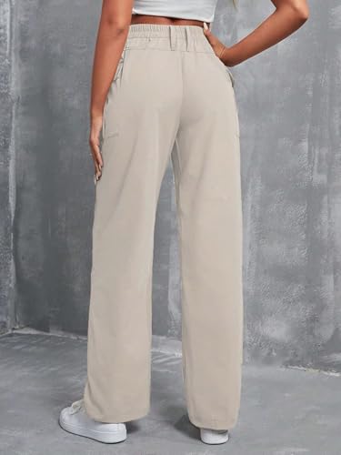 Toplot Cotton Solid Multi-Pocket Cargo Pant For Women (Wide-Leg-Cargo-5195-Off White-28),Off White,28,B0D9VQ2NCD