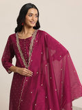 Libas Women'S Chanderi Silk Kurta Set (49447 Maroon 4Xl