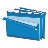 Colored Reinforced Hanging Folders, 1/5 Tab, Letter, Blue, 25/BX