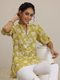 Libas Women'S Cotton Floral Regular Kurti (29614 Yellow Yellow Xl