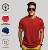 ADRO T Shirts Pack of 2 Mens Tshirts Cotton T Shirts for Men Tshirt T-Shirts Combo T Shirts Tshirts for Men Plain Solid Tshirts Black Red Tshirt for Men RCM2-PLN-BL-RD-S,Black,Red