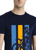 Adro Men'S Bike Rider Printed Cotton T-Shirt (Rn22-2-Bik-Nb_Navy_Xl)