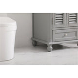 Elegant Decor Rhodes 24 Coastal Solid Wood Single Bathroom Vanity In Gray