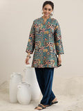 Libas Womens Printed Silk Blend Co-Ord Set For Women Blue 3Xl