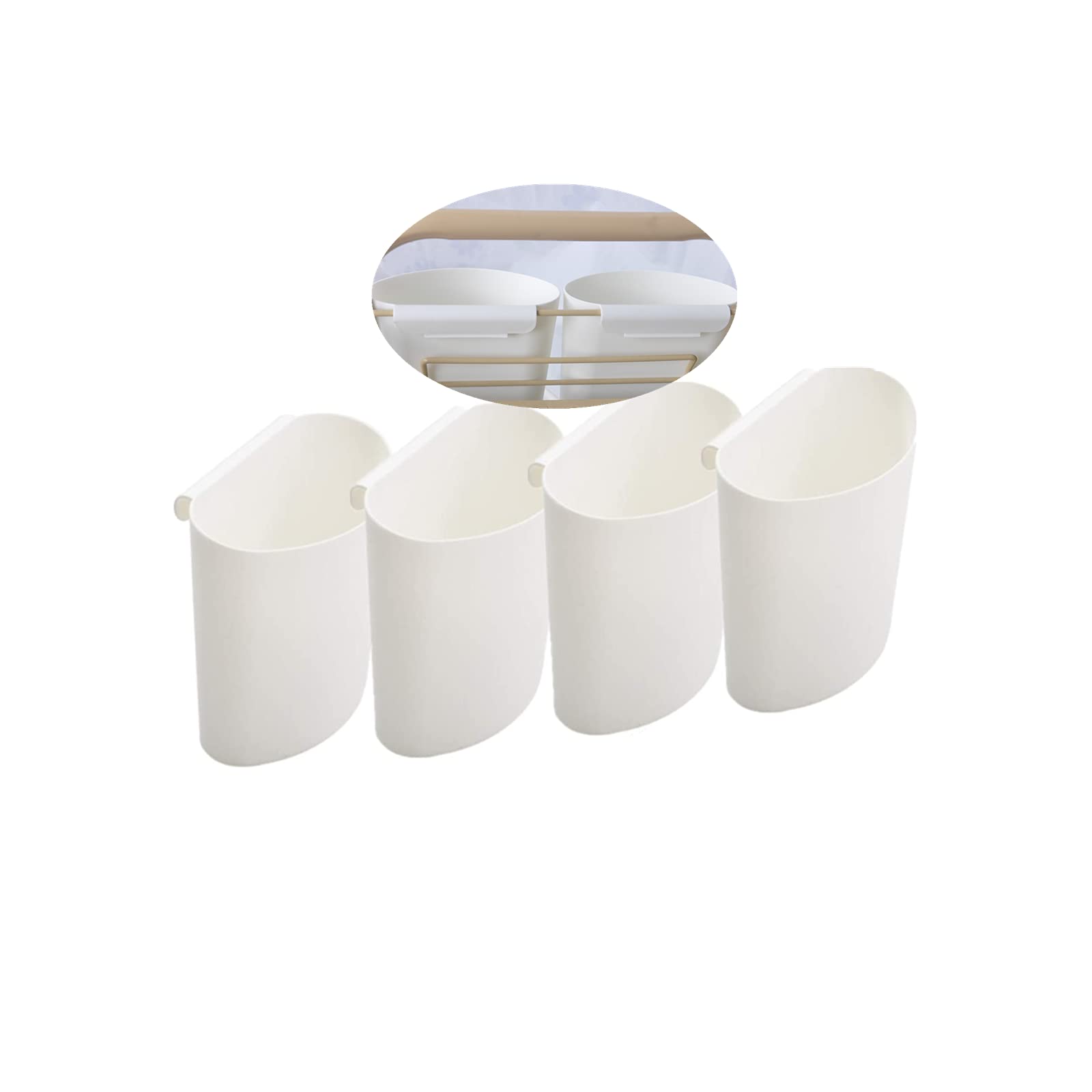 Rikyo 4Pcs Hanging Cup Holder,Rolling Cart Accessories,Plant Containers,Hanging Flower Pots,Space Saver,Storage Bucket,Pencil Ho