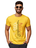Adro Guitar Design Printed T-Shirt For Men - 100% Cotton, Regular Fit, Soft Breathable Fabric | Rn23-M-Gtr-Mu-M Mustard