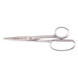 Klein Tools G758LR Scissors, Made in USA, Straight Trimmer with Large Ring for Cutting Fabric, Rubber, Light Metal, More, 9Inch