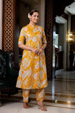 Anni Designer Women'S Rayon Viscose Straight Printed Kurta With Palazzo (Diboli Yellow_L_Yellow_Large),Yellow,L,Rayon,Regular,