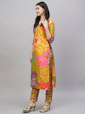 Anni Designer Women'S Cotton Blend Straight Fit Printed Kurta With Pant (Wahida Yellow_Xl_Yellow_X-Large),Yellow,XL,Cotton Blend,Straight,
