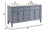 Elegant Decor Williams 60 Double Marble Top Bathroom Vanity In Blue