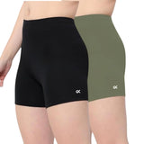 Xjarvis Lucia Shorts For Women Stretchable Yoga Shorts Soft Squat-Proof & Breathable Cycling Running For Skin Fit Tights & Gym Short Pack Of 2 (Black Olive Xl),Pack of 2 - Black/Ol,,B0DZHFV3GT