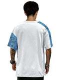 Eyebogler Men'S Trendy Round Neck Half Sleeves Loose Fit Typography Printed T-Shirt,White Wind SurferApparel,S
