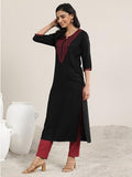 Libas Women'S Viscose Rayon Yoke Design Straight Kurta (29658_Black_Xl)