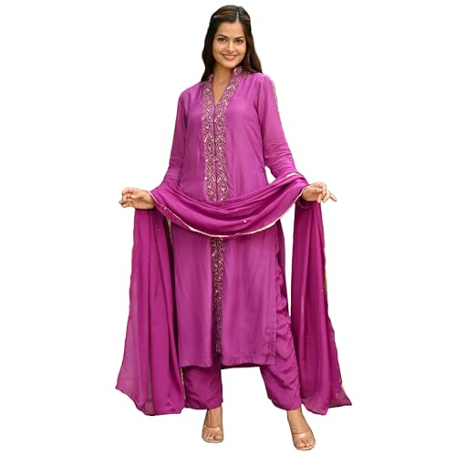 Gosriki Women'S Rayon Blend Straight Embroidered Kurta With Pant & Dupatta (Tabana Pink-Gs_S_Pink_Small),Pink,,B0DJWH2FFK