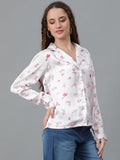 Kotty Women'S Relaxed Fit Printed Casual Shirt,Print WhiteApparel,XL