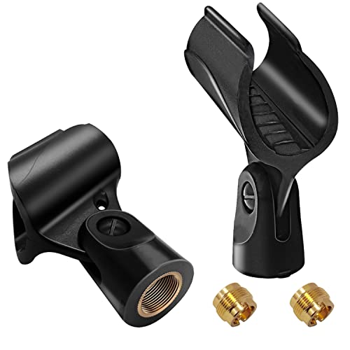 Mictop Universal Microphone Clip Holder, Comes with 5/8 Male to 3/8 Female Screw Adapter Suitable for Handheld Microphones, 