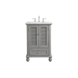 Elegant Decor Rhodes 24 Coastal Solid Wood Single Bathroom Vanity In Gray