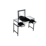 Elegant Decor Beau 42 Metal And Mdf Mirrored Flip Top Vanity Table In Black