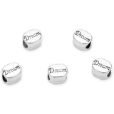 40pcs I Have Dreams Large Hole Beads (4.5mm Hole) Antique Silver