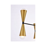 Elegant Lighting Living District Cade 6-Light Mid-Century Metal Pendant In Black And Brass