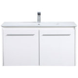 Elegant Decor Rasina 36 Single Porcelain Top Floating Bathroom Vanity In White