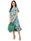 Oomph! Women'S Western & Fusion Wear Wrap Midi Dresses For Women Blue - Md322,Arctic BlueApparel,XL