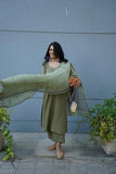 Gosriki Women'S Rayon Blend Straight Solid Kurta With Pant & Dupatta (Raja Saab Green-Vks01-Gs_3Xl_Green_Xxx-Large),Green,3,B0DHS9VH67