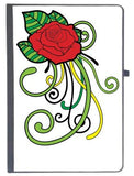 Udnag Ruled Notebook Diary Flower | Red Flower And Leaf, [A5 80Pages 80Gsm]