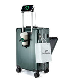 feilario 20in Aluminium Frame PC Hard Shell Spinner Wheels Luggage, Built-In TSA lock Carry on Suitcase, with Cup Holder, USB Po
